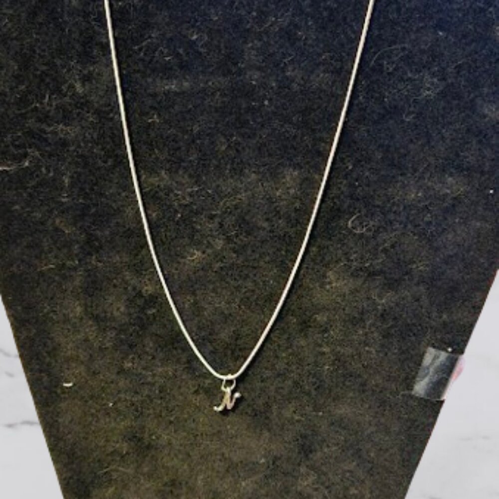 Necklace 'N' Inital Silver Toned Hand Assembled